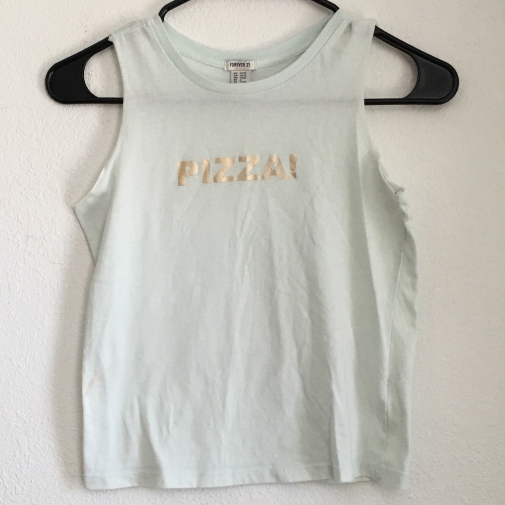 Pizza text tank top